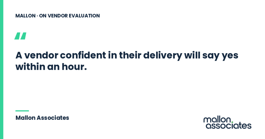 Mallon Associates on evaluating engineering training vendors: "A vendor confident in their delivery will say yes within an hour.